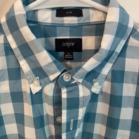 Men’s teal gingham button down - Picture 2 of 3